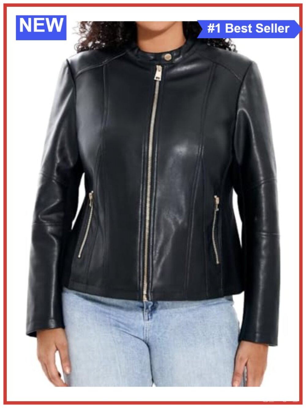 Women Plus Size Faux Leather Moto Jacket Oversized Motorcycle Coat